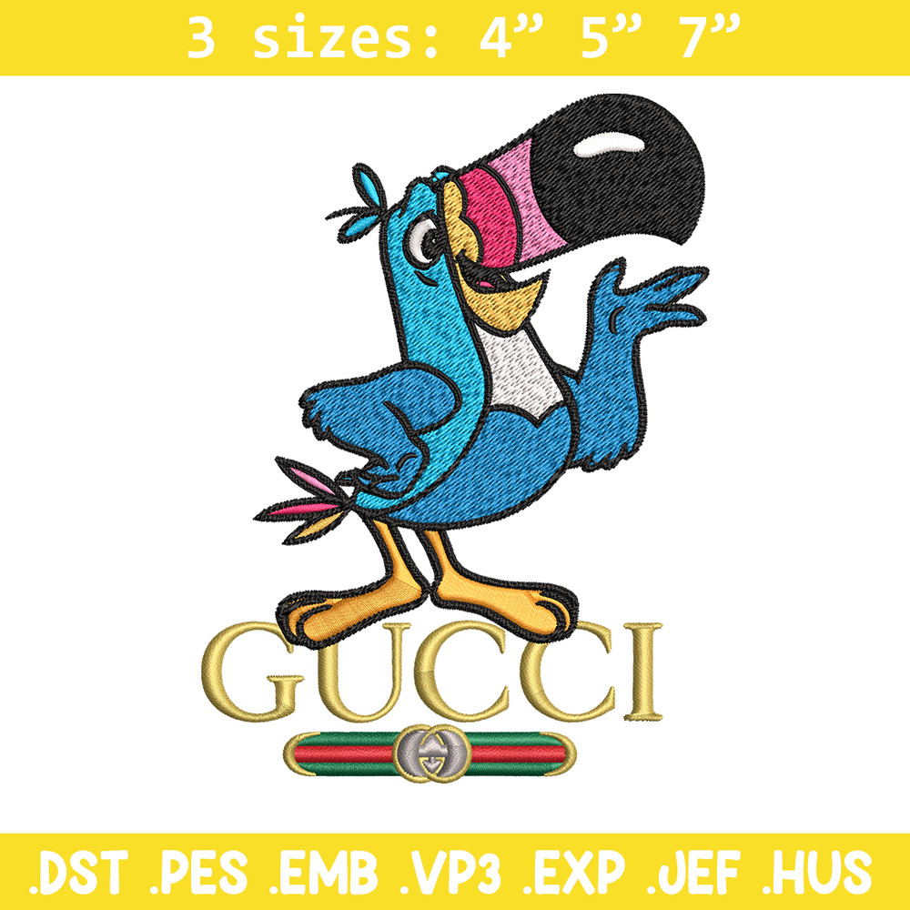 Toucan Sam Gucci Embroidery design, Toucan Sam Embroidery, cartoon design, Embroidery File, Gucci logo, Instant download.jpg