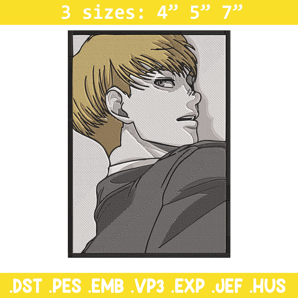 Armin poster Embroidery Design, Aot Embroidery, Embroidery File, Anime Embroidery, Anime shirt, Digital download.jpg
