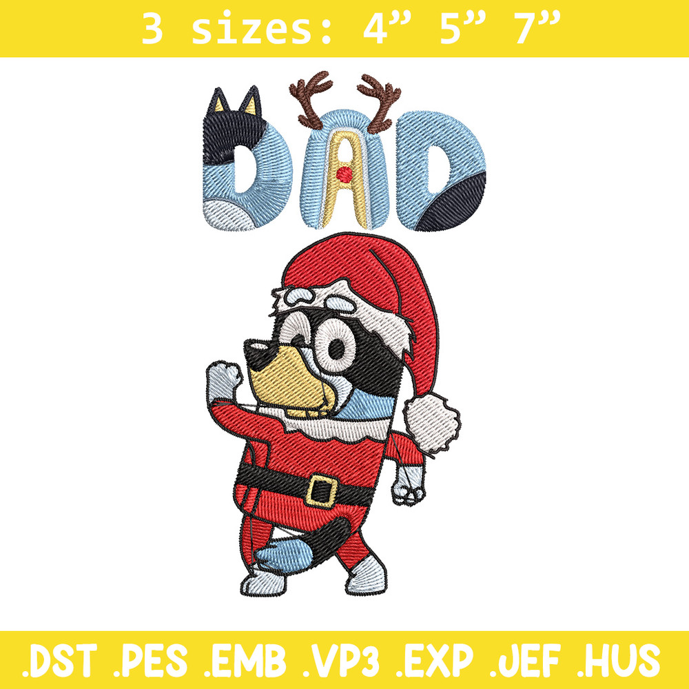 Bandit dad Embroidery Design, Bluey Embroidery, Embroidery File, Chrismas Embroidery, Anime shirt, Digital download.jpg