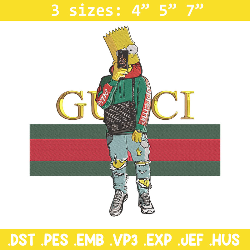 Bart Simpson Embroidery Design, Simpson Embroidery, Embroidery File, Anime Embroidery, Gucci shirt, Digital download.jpg