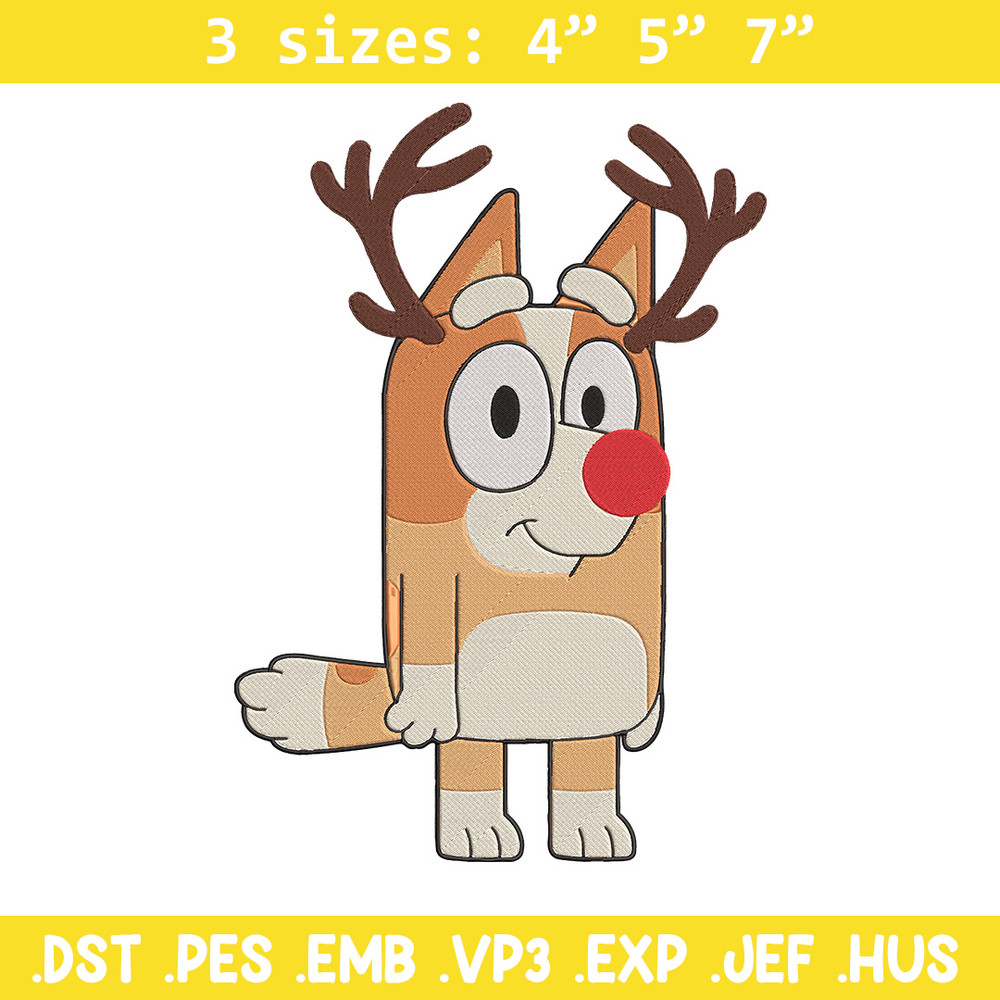 Bingo reineer Embroidery Design, Bluey Embroidery, Embroidery File, Chrismas Embroidery, Anime shirt, Digital download.jpg