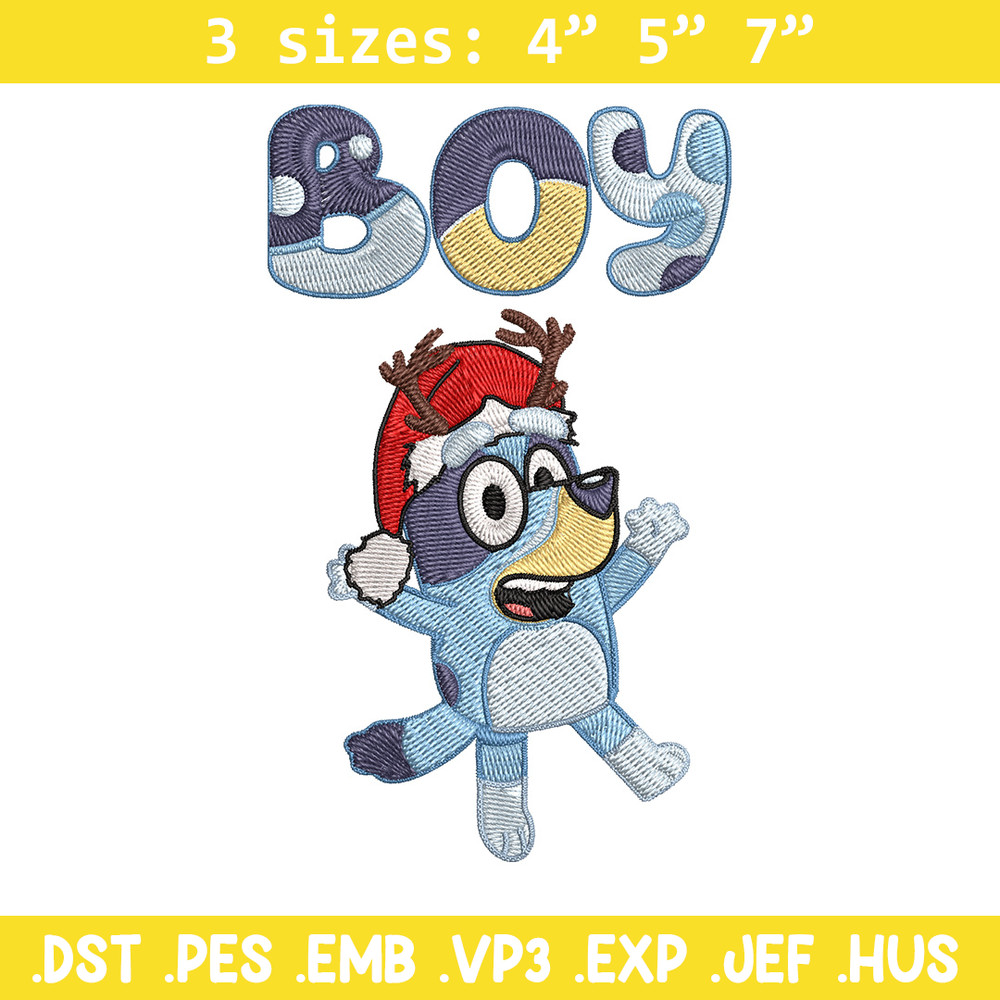Bluey boy Embroidery Design, Bluey Embroidery, Embroidery File, Chrismas Embroidery, Anime shirt, Digital download.jpg