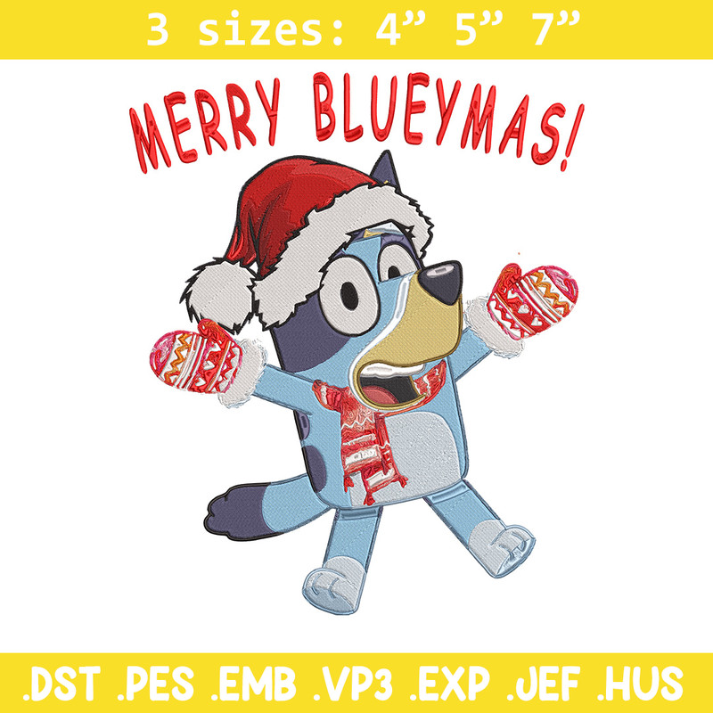 Bluey chrismas Embroidery Design, Bluey Embroidery, Embroidery File,Chrismas Embroidery, Anime shirt, Digital download.jpg
