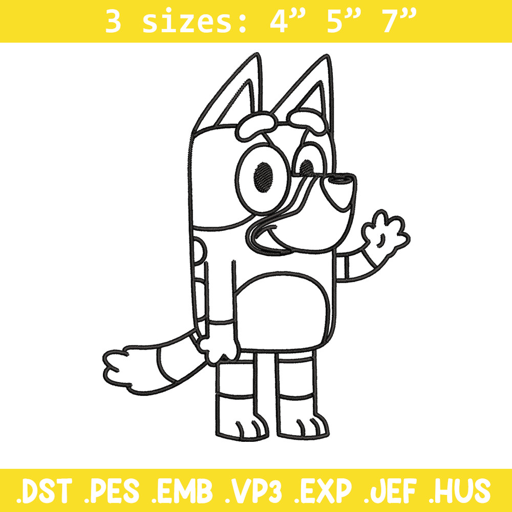 Bluey Coloring Pages Embroidery, Bluey Embroidery, Embroidery File, cartoon design, logo shirt, Digital download..jpg