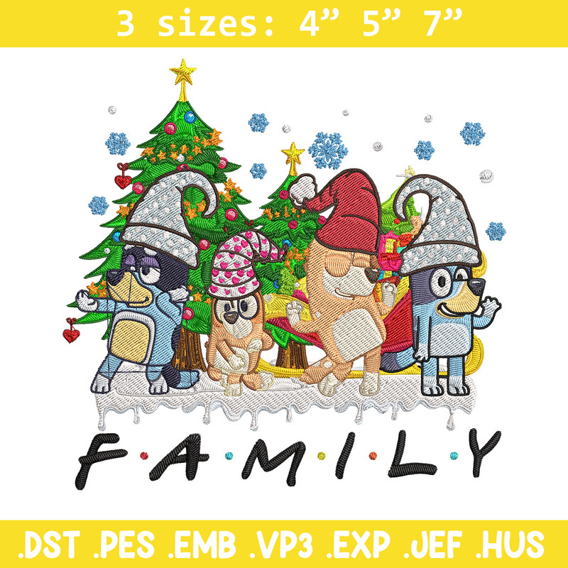 Bluey family Embroidery Design, Bluey Embroidery, Embroidery File, Chrismas Embroidery, Anime shirt, Digital download.jpg
