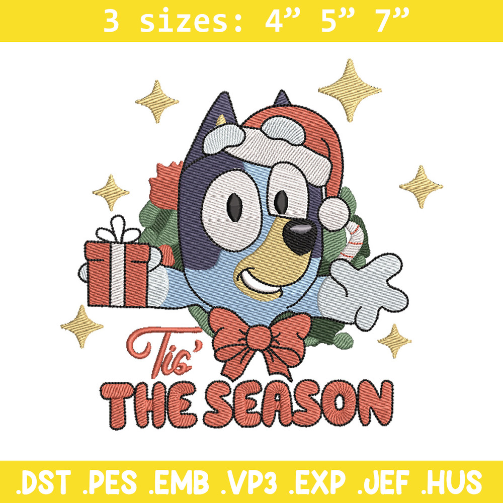 Bluey gift embroidery design, Bluey embroidery, Chrismas design, Embroidery file, Embroidery shirt, Digital download.jpg