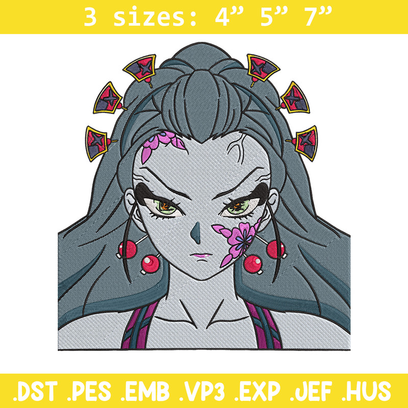 Daki face Embroidery Design, Demon slayer Embroidery, Embroidery File, Anime Embroidery, Anime shirt, Digital download.jpg