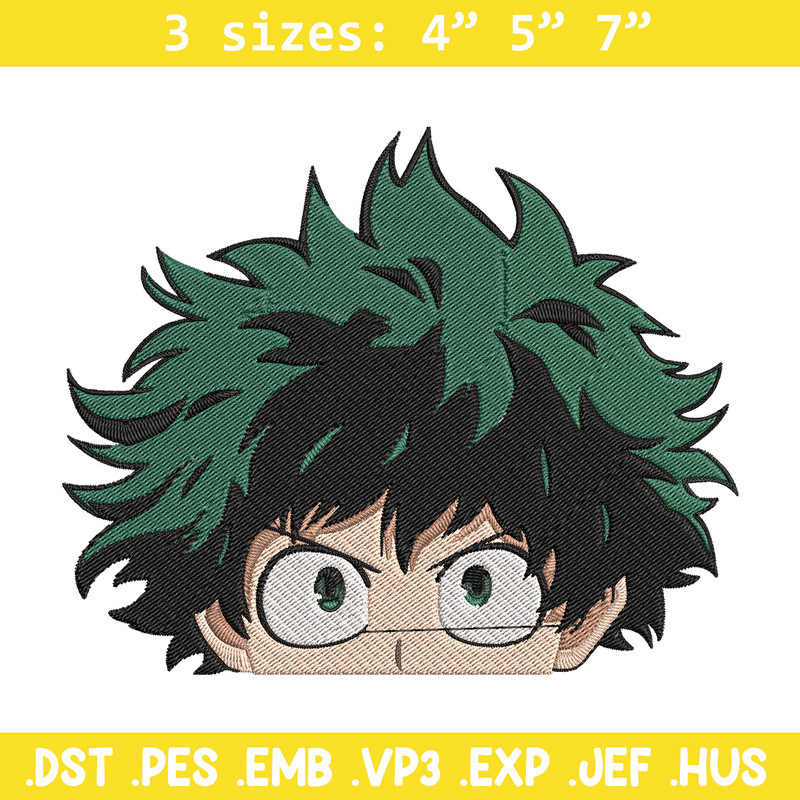 Deku face Embroidery Design, Mha Embroidery, Embroidery File, Anime Embroidery, Anime shirt, Digital download.jpg