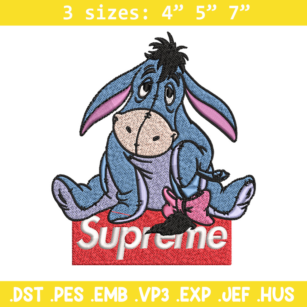 Eeyore Supreme Embroidery design, Eeyore Supreme Embroidery, cartoon design, Embroidery File, Instant download..jpg