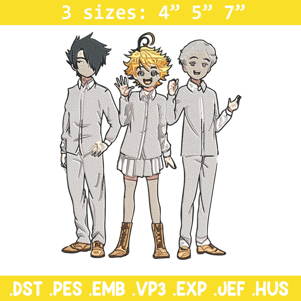 Emma friends Embroidery Design, Promised Neverland Embroidery, Embroidery File, Anime Embroidery, Digital download.jpg