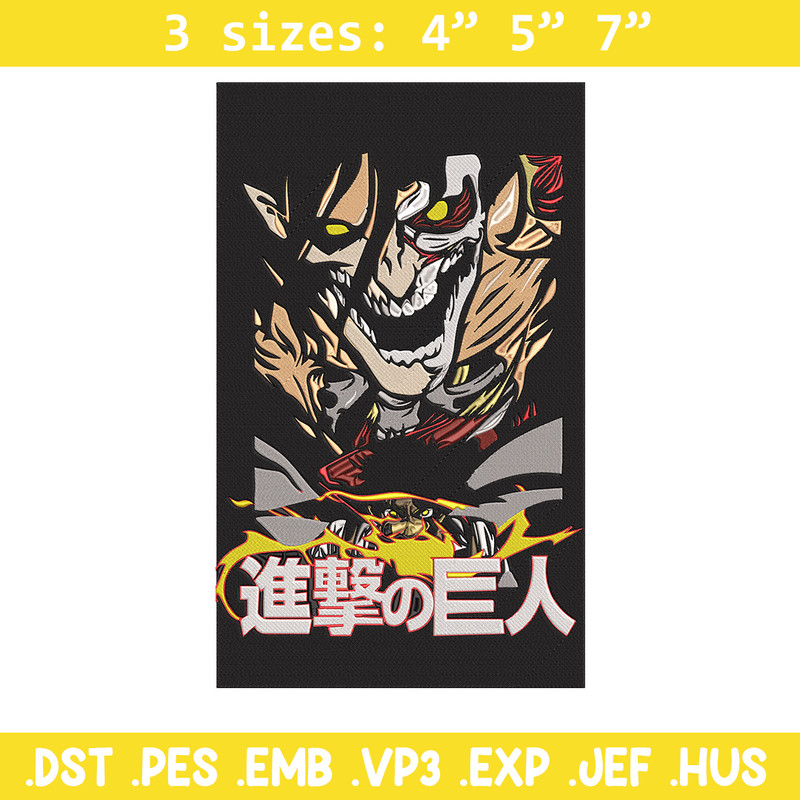 Eren poster Embroidery Design, Aot Embroidery, Embroidery File, Anime Embroidery, Anime shirt, Digital download..jpg