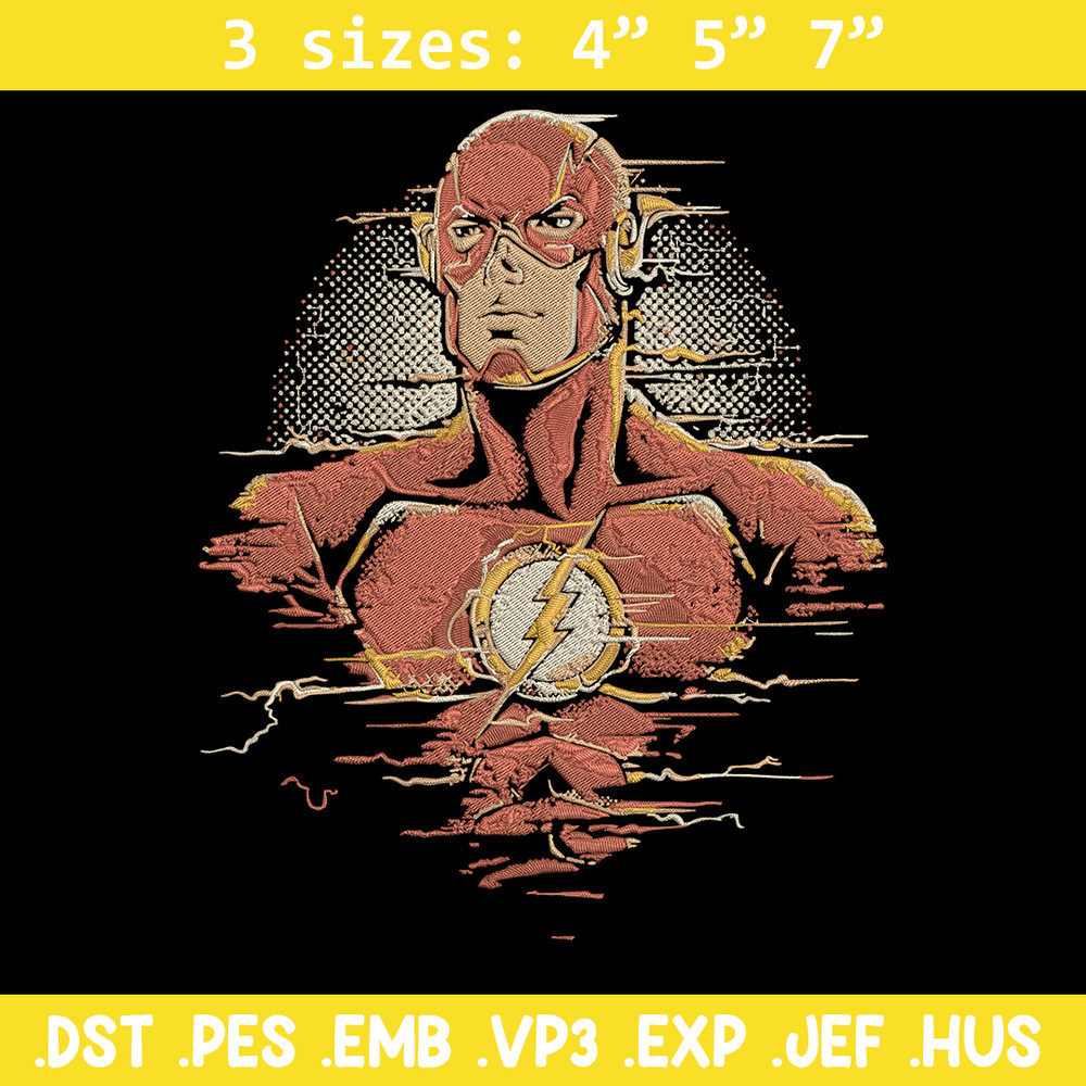 Flash poster Embroidery Design, DC comics Embroidery, Embroidery File, Anime Embroidery, Anime shirt, Digital download.jpg
