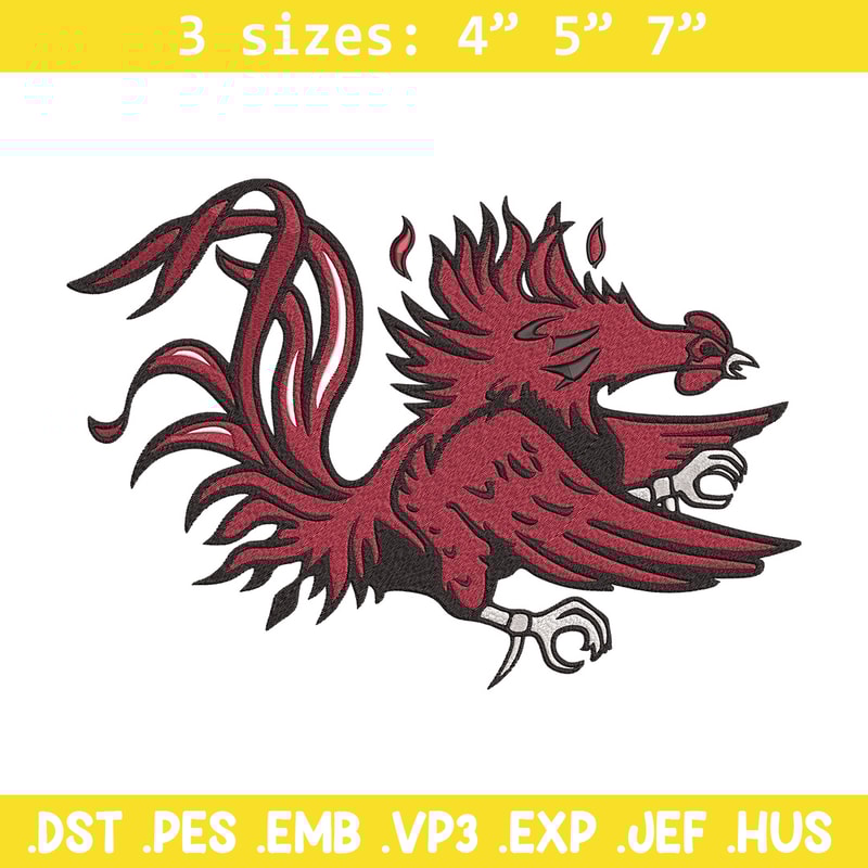 Gamecock mascot embroidery design, NCAA embroidery, Sport embroidery, logo sport embroidery,Embroidery design.jpg