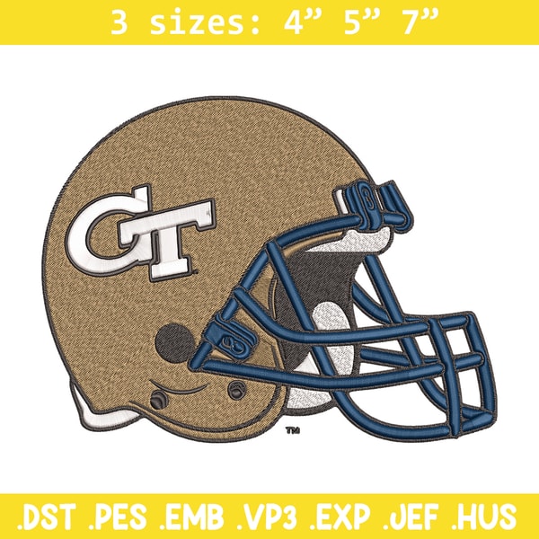 Georgia Tech helmet embroidery design, NCAA embroidery, Embroidery design, Logo sport embroidery,Sport embroidery.jpg