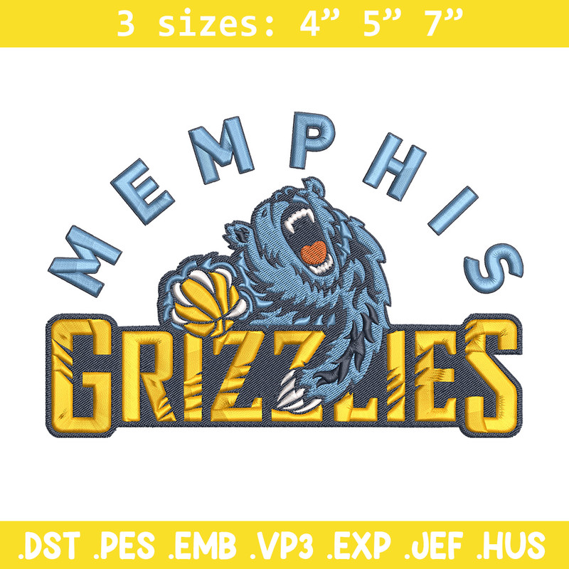 Memphis Grizzlies logo embroidery design, NBA embroidery,Sport embroidery,Embroidery design, Logo sport embroidery..jpg