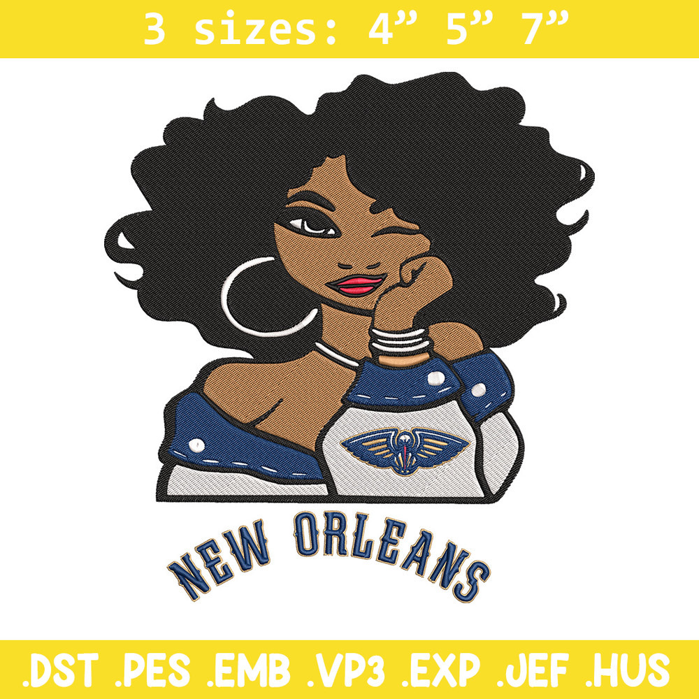 Orleans Pelicans girl embroidery design, NBA embroidery,Sport embroidery, Logo sport embroidery,Embroidery design..jpg