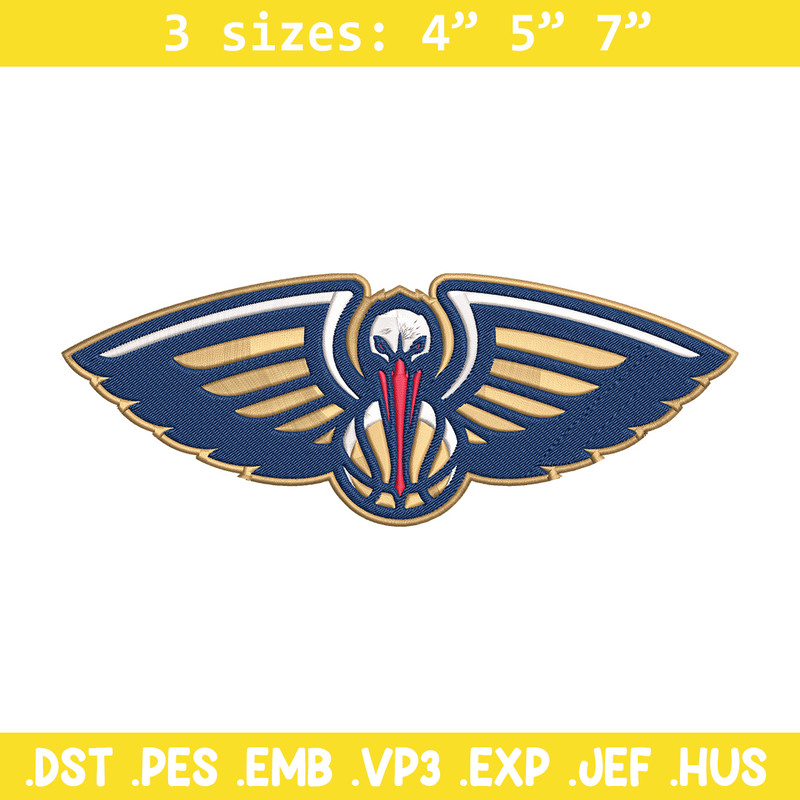 Orleans Pelicans logo embroidery design, NBA embroidery, Sport embroidery, Embroidery design, Logo sport embroidery.jpg