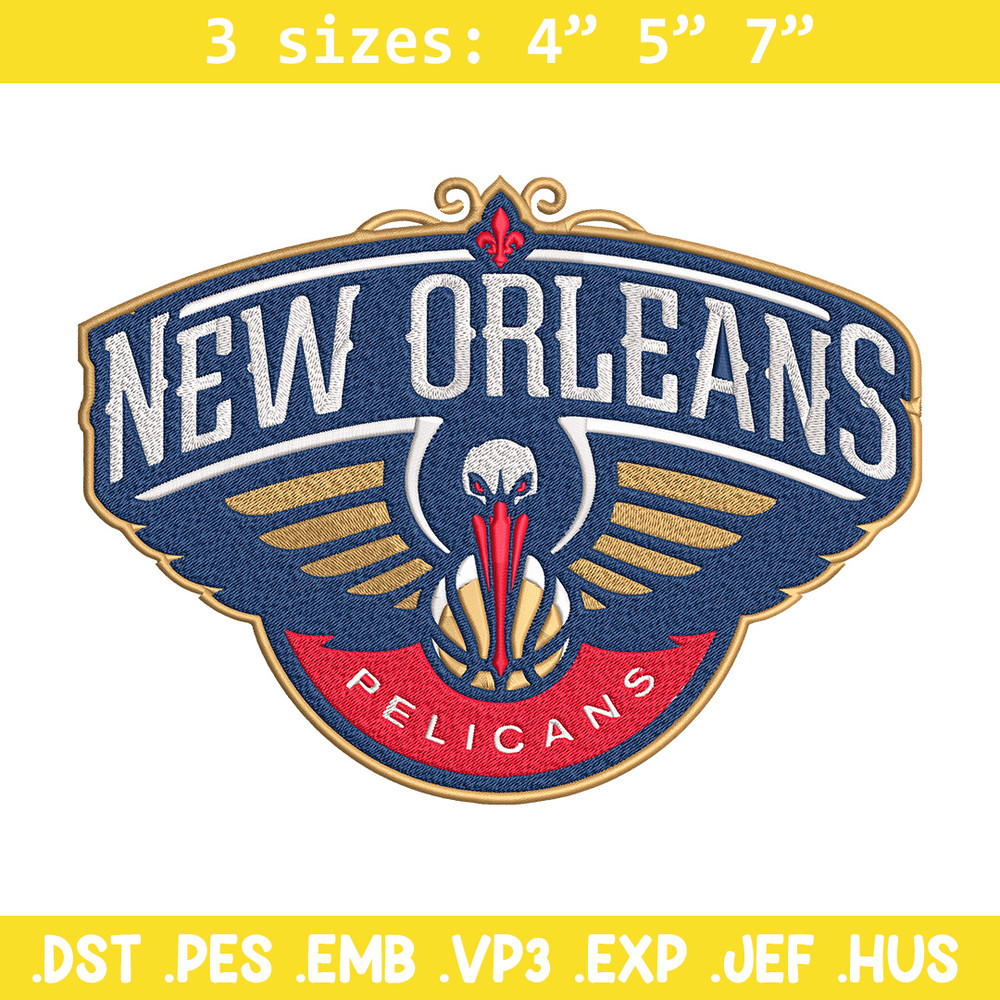 Orleans Pelicans logo embroidery design,NBA embroidery, Sport embroidery, Embroidery design, Logo sport embroidery..jpg