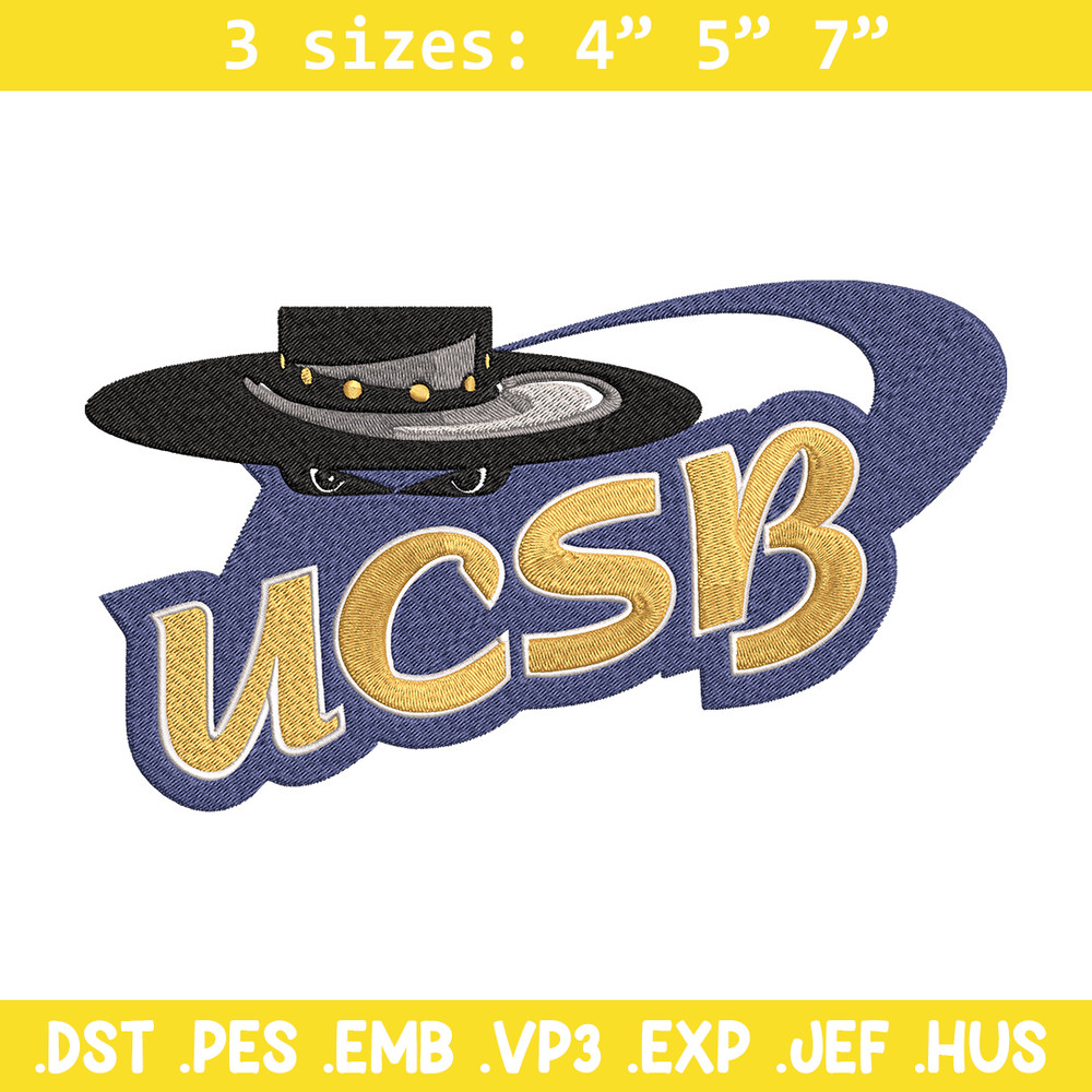 Santa Barbara logo embroidery design, NCAA embroidery, Sport embroidery,logo sport embroidery,Embroidery design..jpg