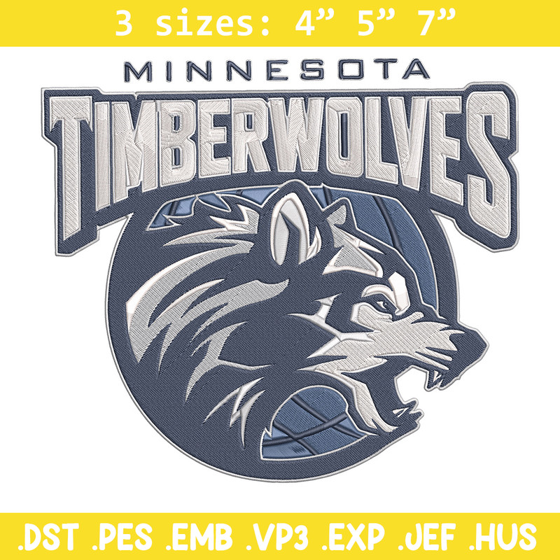 Timberwolves design embroidery design, NBA embroidery, Sport embroidery, Embroidery design, Logo sport embroidery..jpg