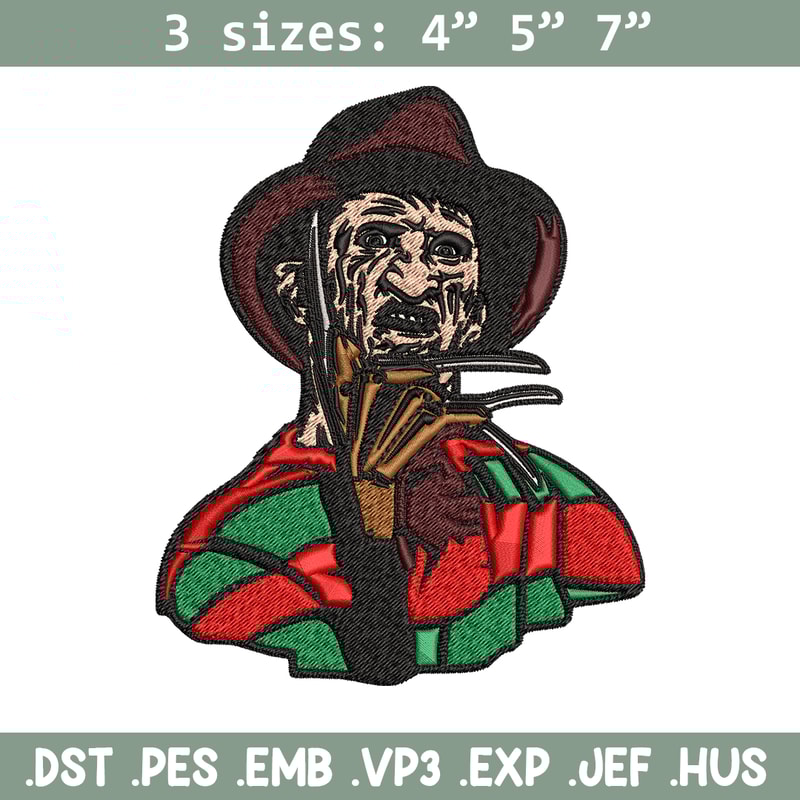 Freddy Krueger Embroidery design, Freddy horror Embroidery, horror design, Embroidery File, Digital download..jpg