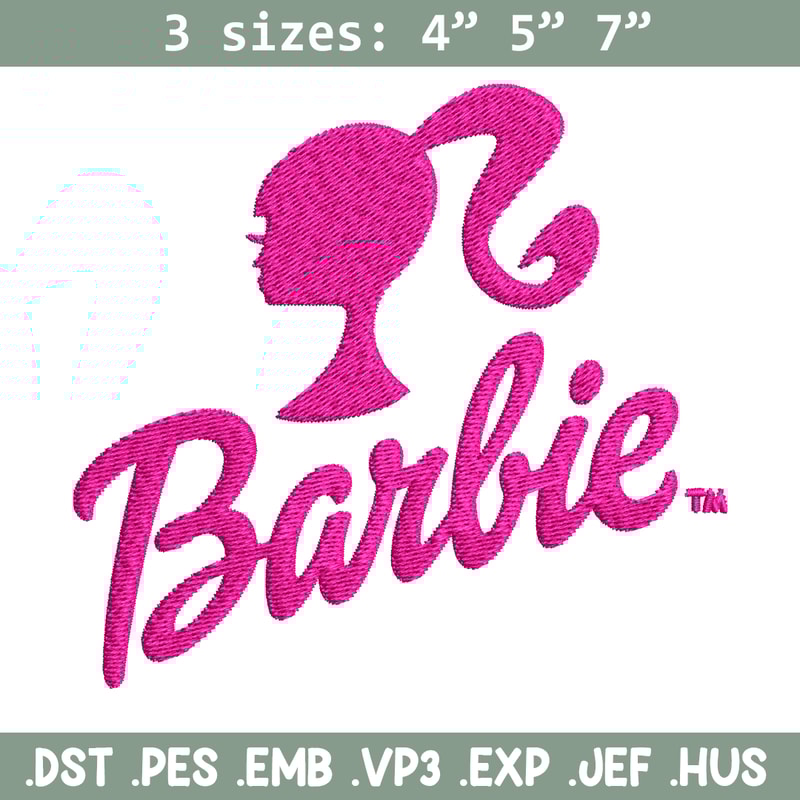 Barbie logo and her Embroidery, Barbie logo and her Embroidery, logo design, Embroidery File, Digital download..jpg