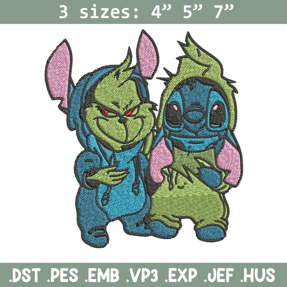 Grinch and Stitch Embroidery design, Grinch and Stitch Embroidery, cartoon design, logo shirt, Digital download..jpg