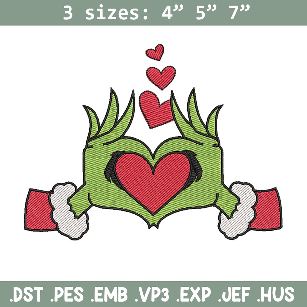 Grinch love embroidery design, Grinch embroidery, Chrismas design, Embroidery shirt, Embroidery file, Digital download.jpg