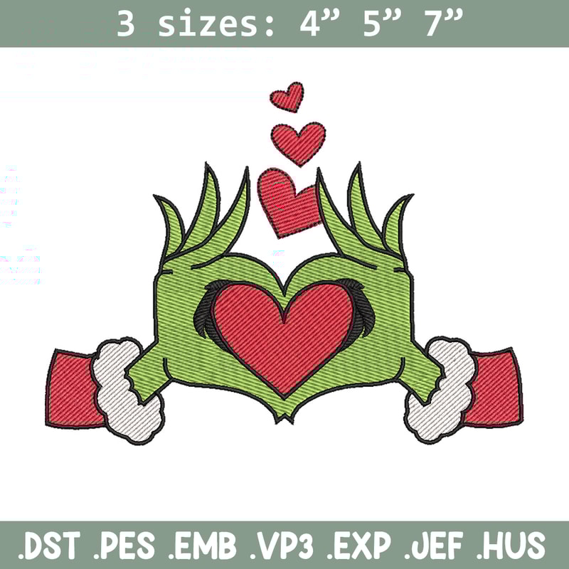 Grinch love embroidery design, Grinch embroidery, Chrismas design, Embroidery shirt, Embroidery file, Digital download.jpg