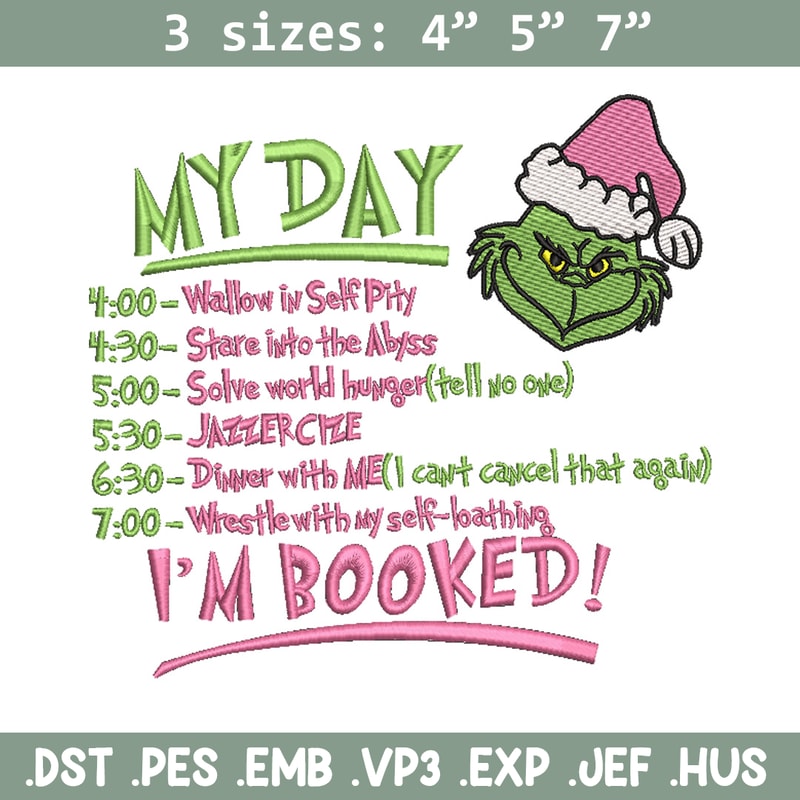 Grinch my day embroidery design,Chrismas design, Embroidery shirt, Embroidery file, Grinch embroidery, Digital download.jpg
