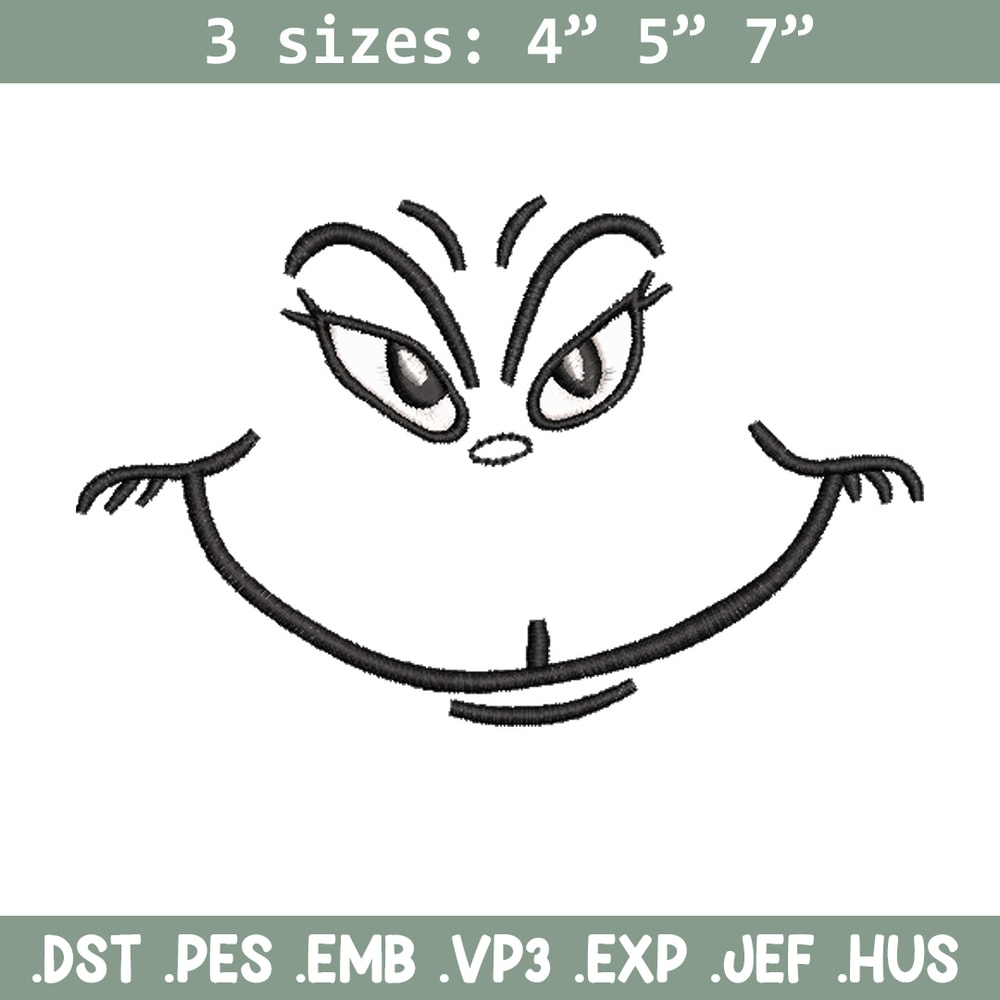 Grinch smile embroidery design,Grinch embroidery, Chrismas design, Embroidery shirt, Embroidery file, Digital download..jpg