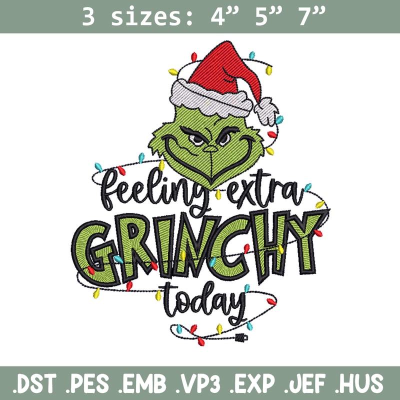 Grinchy today embroidery design,Grinch embroidery, Chrismas design, Embroidery shirt, Embroidery file, Digital download.jpg