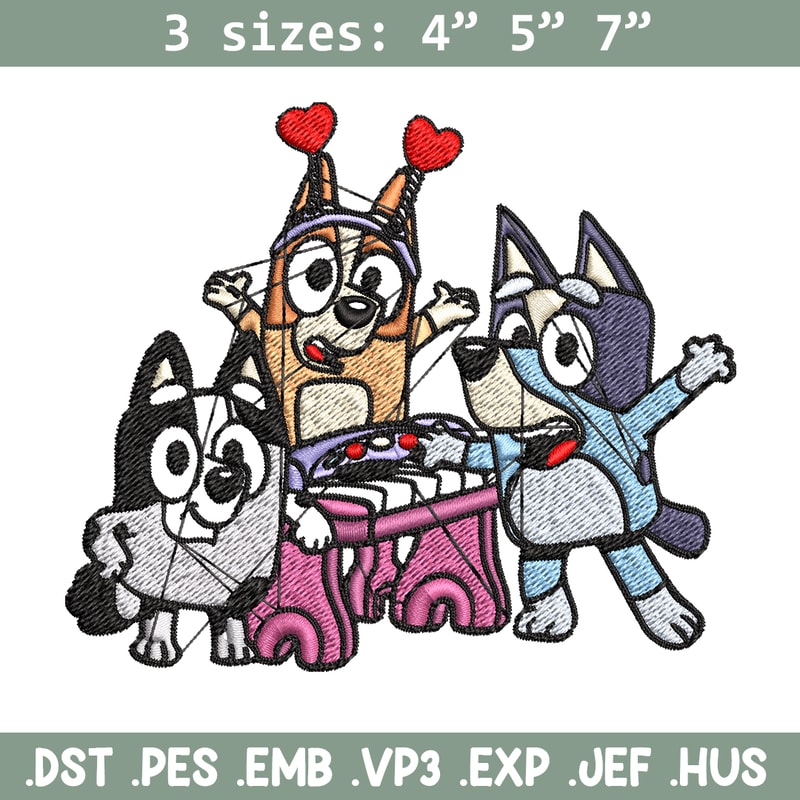 Happy birthday bluey Embroidery, Bluey Embroidery, Embroidery File, cartoon shirt, cartoon design, Digital download..jpg