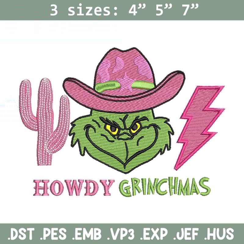 Howdy grinch embroidery design, Grinch embroidery, Chrismas design,Embroidery shirt, Embroidery file, Digital download.jpg