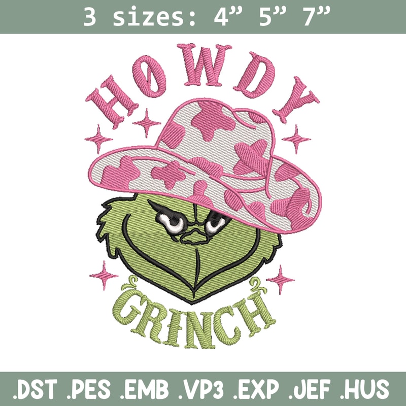Howdy grinch embroidery design, Grinch embroidery,Chrismas design, Embroidery shirt, Embroidery file, Digital download.jpg