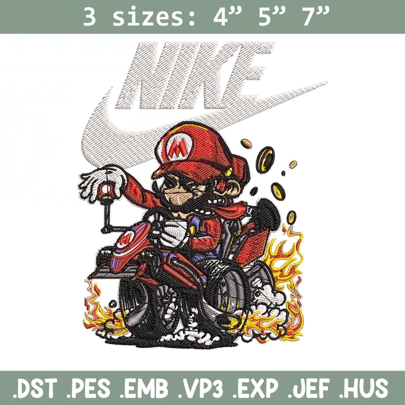 Mario car Nike Embroidery design, Mario car game Embroidery, Nike design, Embroidery file, logo shirt, Instant download..jpg