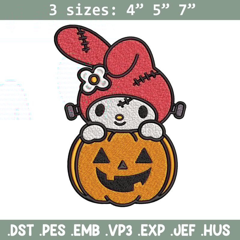 Melody pumpkin Embroidery design, Halloween Hello kitty Embroidery, cartoon design, Embroidery File, Digital download..jpg