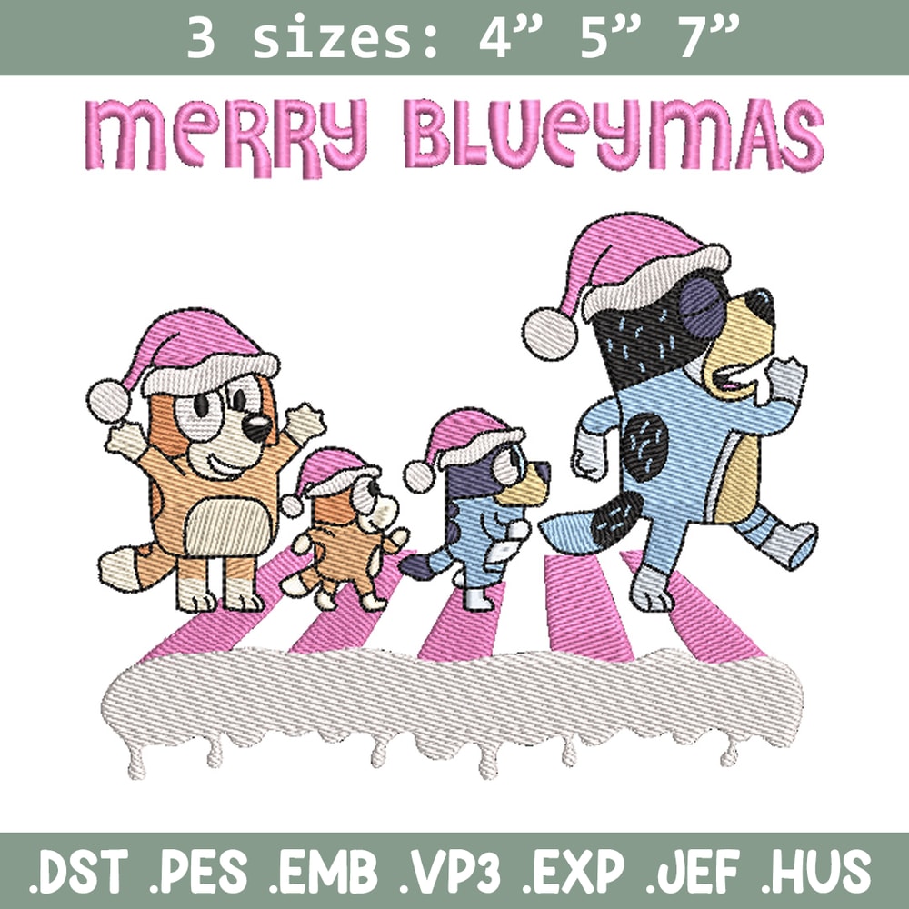 Merry blueymas embroidery design, Bluey embroidery, Chrismas design, Embroidery file, Embroidery shirt, Digital download.jpg