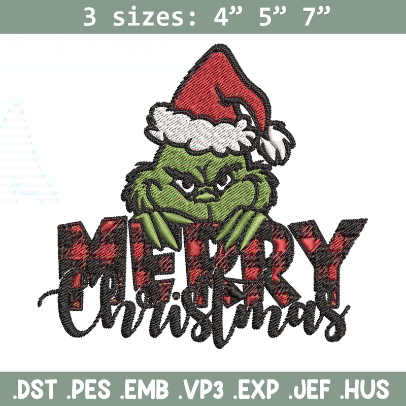 Merry Christmas Grinch Embroidery design, Christmas Grinch Embroidery, logo design, Embroidery File, Instant download..jpg