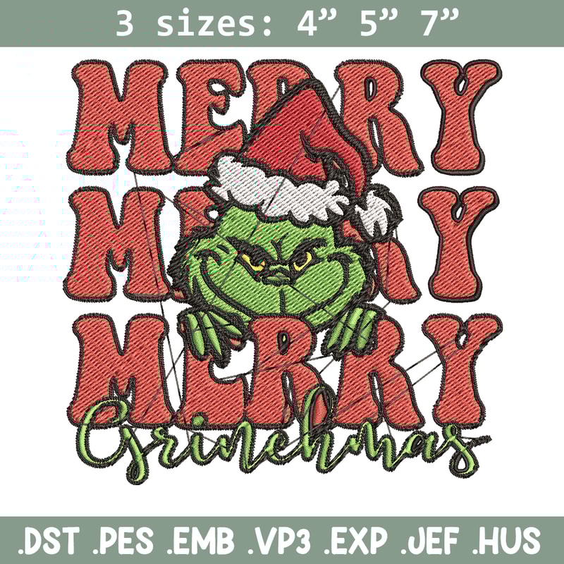 Merry Christmas Grinch Embroidery design, Grinch christmas Embroidery, logo design, Embroidery File, Instant download..jpg