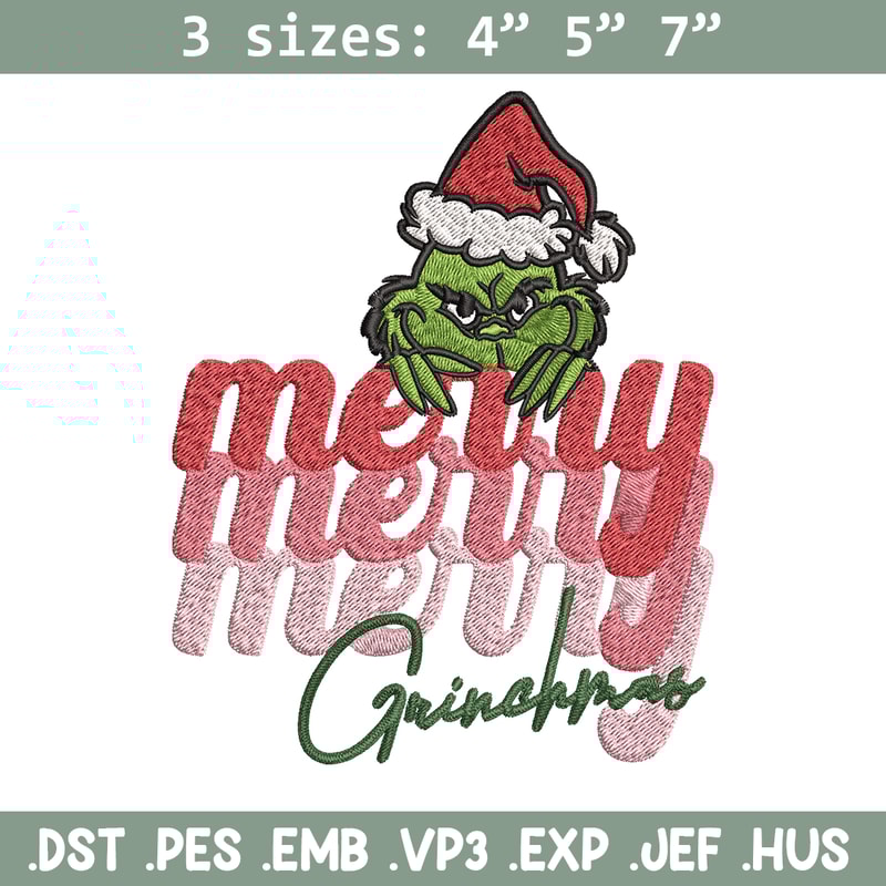 Merry Grinch logo Embroidery design, Grinch Christmas Embroidery, logo design, Embroidery File, Digital download..jpg