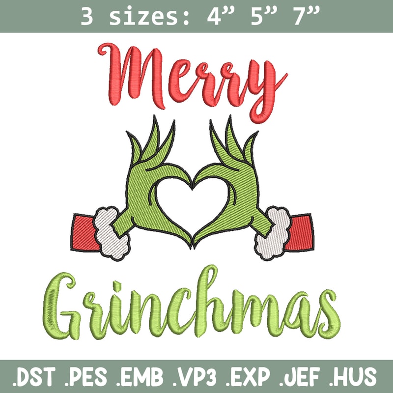 Merry grinchmas embroidery design,Grinch embroidery,Chrismas design, Embroidery shirt, Embroidery file, Digital download.jpg