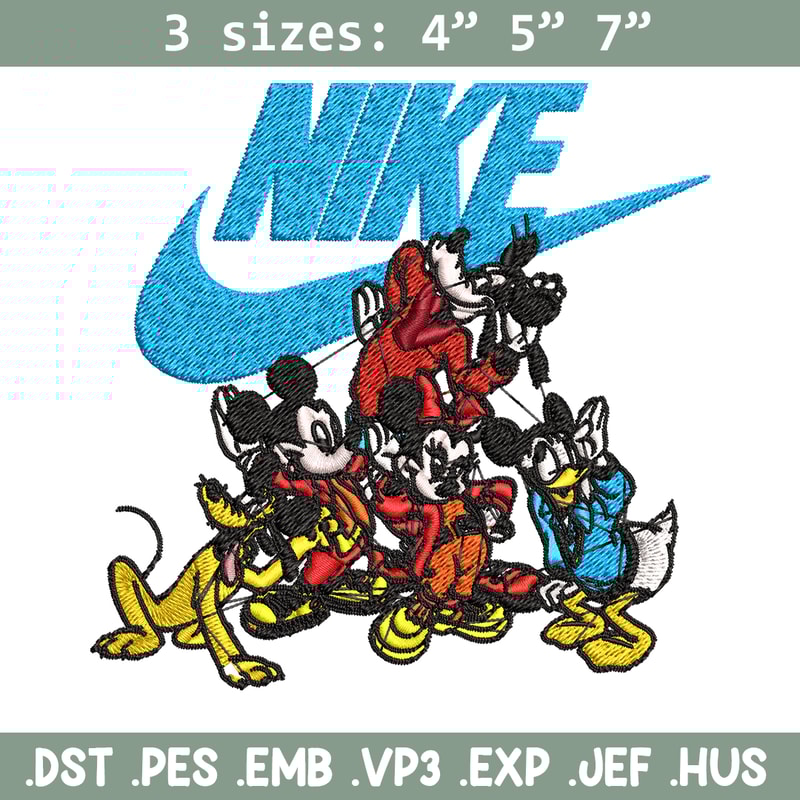 Mickey and friends Nike Embroidery design, Disney Embroidery, Nike design, Embroidery file, logo shirt, Instant download.jpg