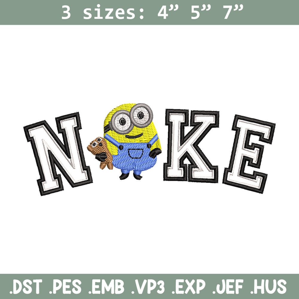 Nike minion embroidery design, Minion embroidery, Nike design, Embroidery shirt, Embroidery file, Digital download.jpg