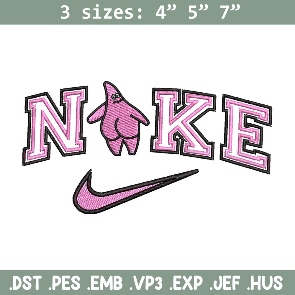 Nike patrick embroidery design, Spongebob embroidery, Nike design, Embroidery file, Embroidery shirt, Digital download.jpg