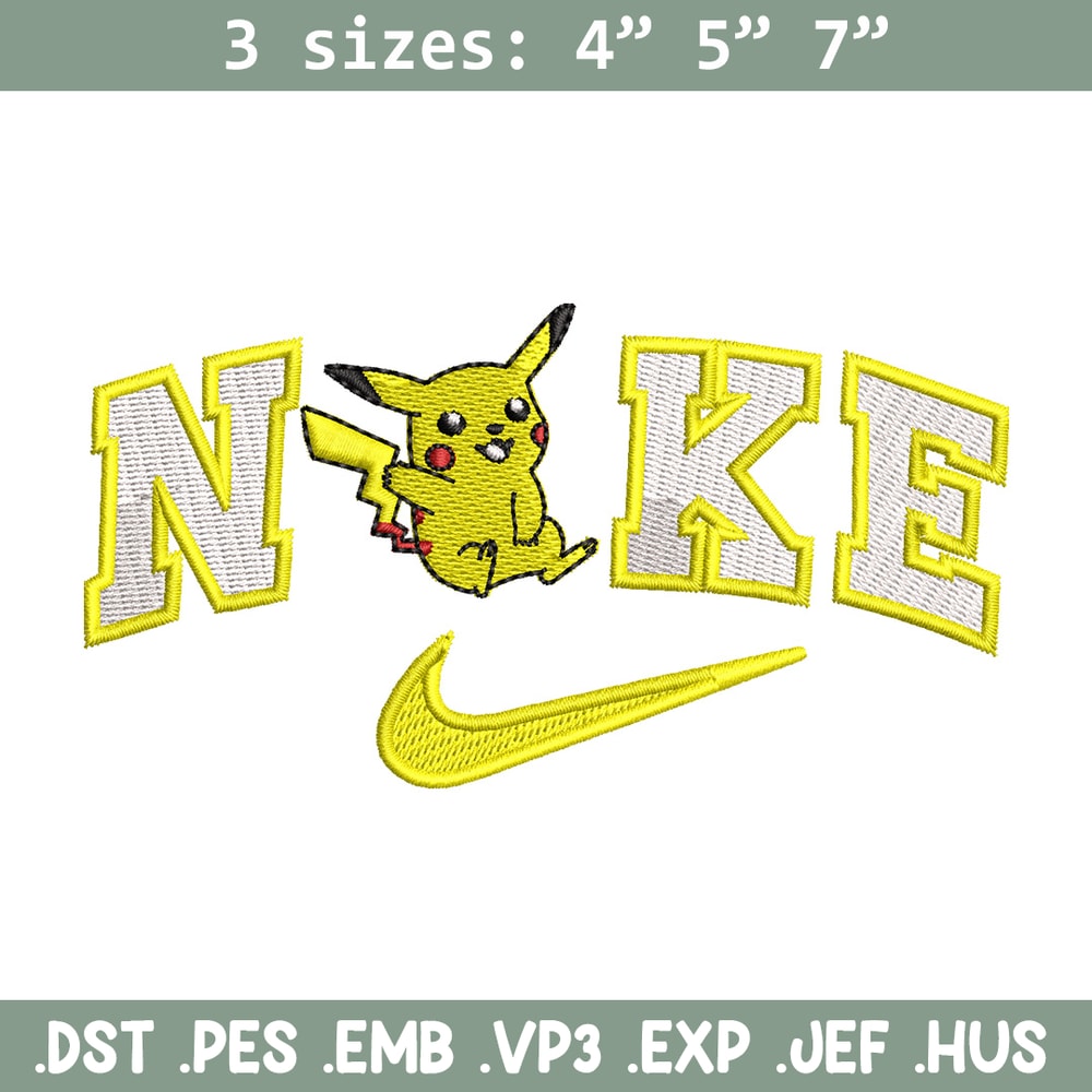 Nike pikachu embroidery design, Pokemon embroidery, Nike design, Embroidery shirt, Embroidery file, Digital download.jpg