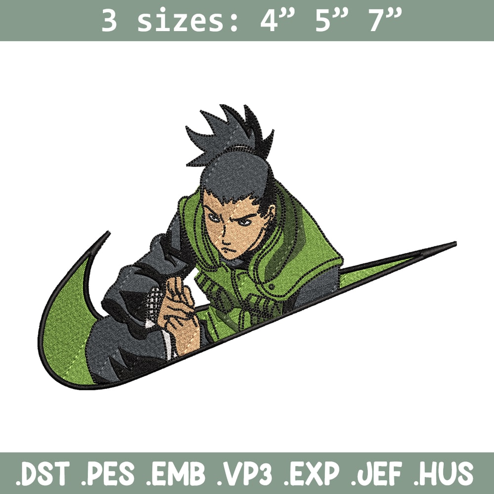 Nike Shikamaru embroidery design, Naruto embroidery, Nike design, anime design, anime shirt, Digital download.jpg