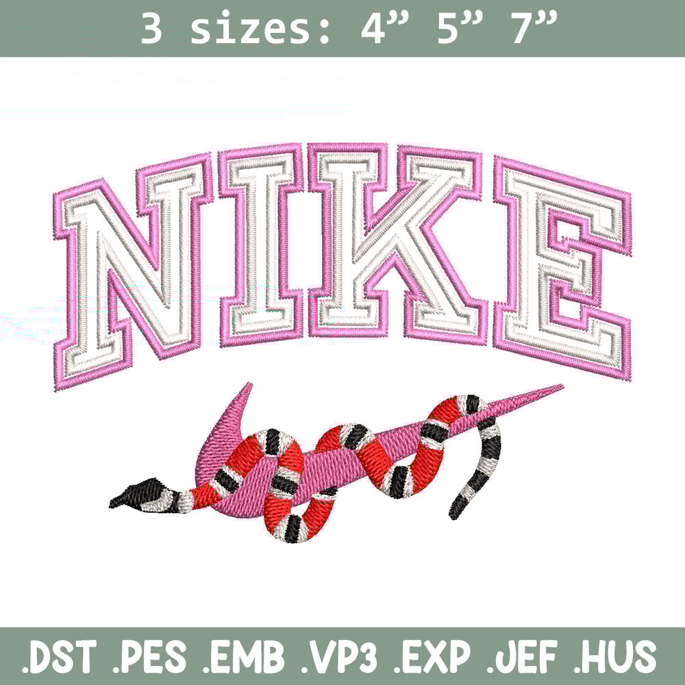 Nike snake embroidery design, Snake embroidery, Nike design, Embroidery shirt, Embroidery file, Digital download.jpg