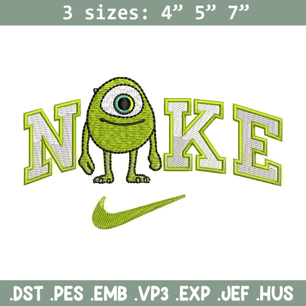 Nike x mike embroidery design, Disney monster embroidery, Nike design,Embroidery file,Embroidery shirt,Digital download.jpg