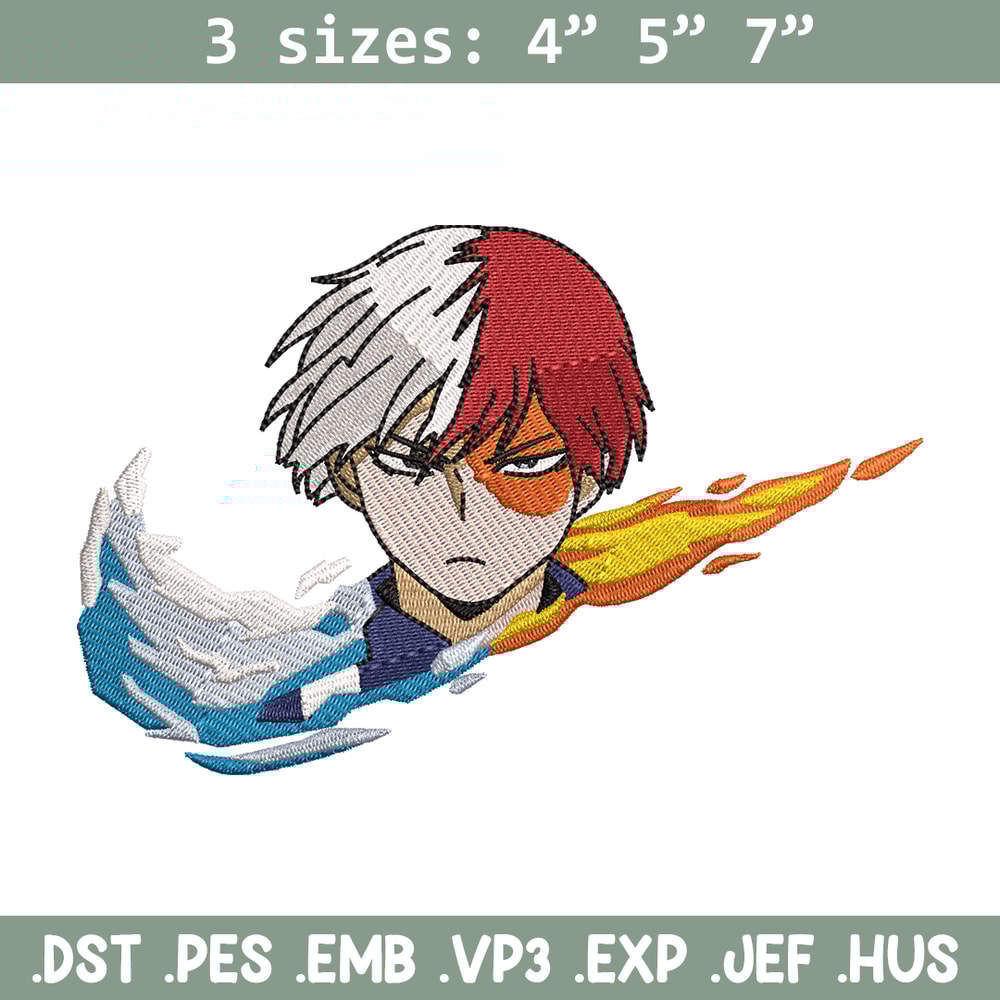 Nike x Todoroki embroidery design, My hero academia embroidery, Nike design, anime design, anime shirt, Digital download.jpg